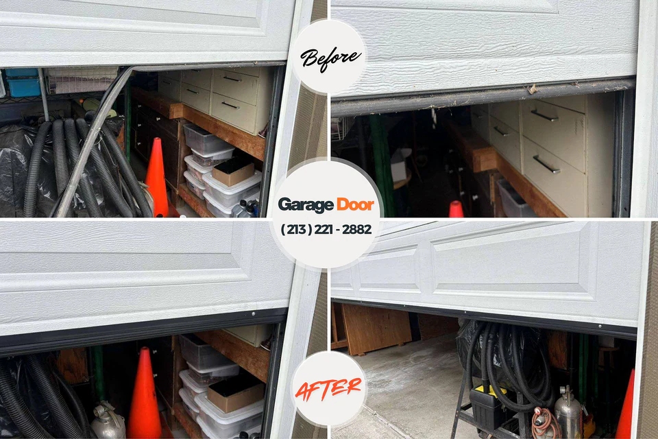 Before and after: garage door repair South Deerfield, MA